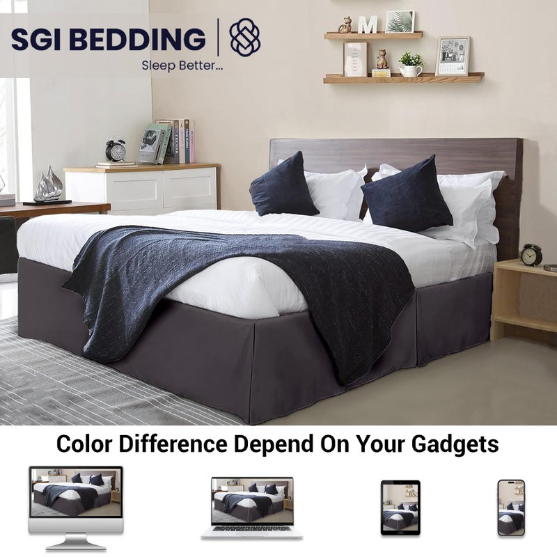SGI Bedding 12 inch Drop Bed Skirt Queen Size - Platform Style with Secure Fit, Classic Tailored Look, Elegant Pleated Style Dust Ruffle, Split Corners, Wrinkle Resistant Microfiber - Dark Grey - Image 2